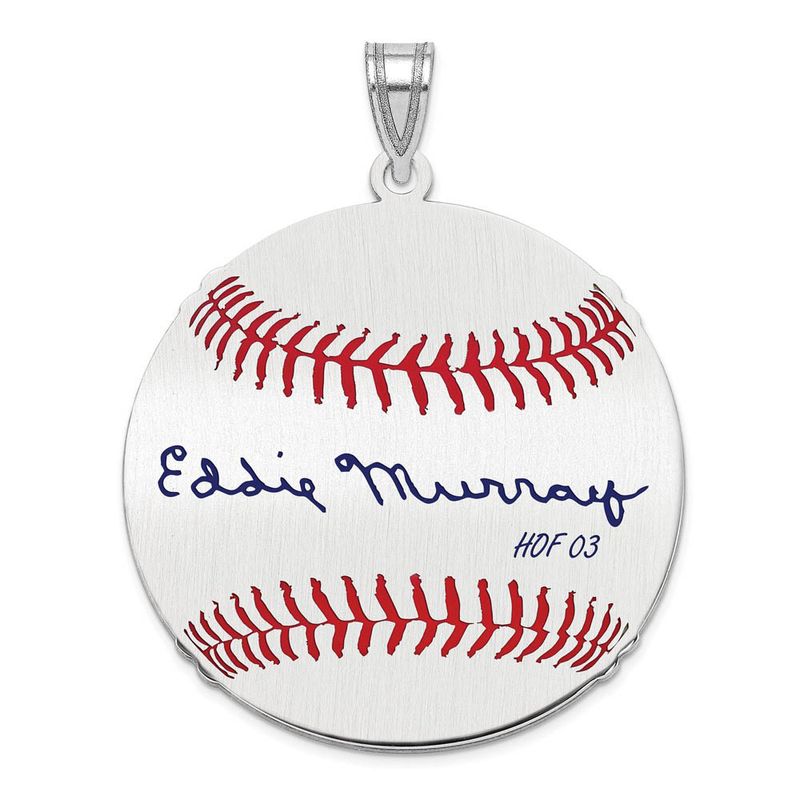 Sterling Silver Eddie Murray Signature Lg Enamel Baseball Pendant